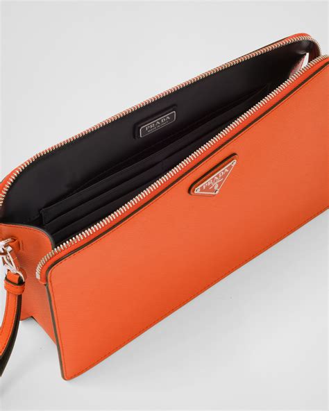 prada 2vf056|Papaya Saffiano Leather Pouch .